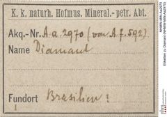 Etiketten zu Diamant (NHMW-MIN-Aa2970)